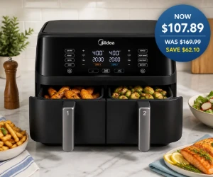 Midea 11-Qt Dual-Zone Air Fryer for $107.89 at Walmart, Save $62.10