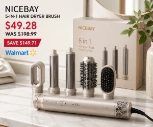 NICEBAY 5-in-1 Hair Dryer Brush for $49.28 at Walmart, Save $149.71