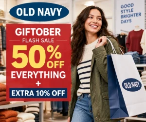 Old Navy Giftober Flash Sale: 50% Off Everything + Extra 10% Off