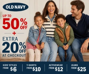 Old Navy Sale: Up to 50% Off + Extra 20%, Kids From $6, Activewear From $12 & More