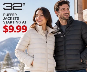 Puffer Jackets Starting at Just $9.99 at 32 Degrees