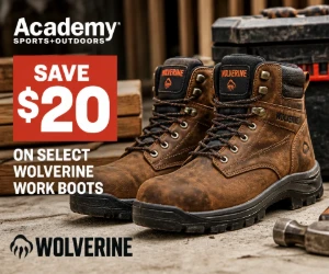 Save $20 on Select Wolverine Work Boots at Academy - Tough Jobsite Footwear for Less