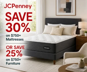 Save 30% on $750+ Mattresses or 25% on $750+ Furniture at JCPenney
