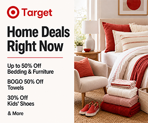 Target Home Deals Right Now: Up to 50% Off Bedding & Furniture, BOGO 50% Off Towels, 30% Off Kids’ Shoes & More