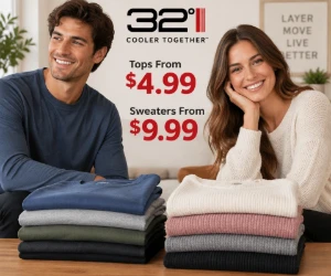 Tops From $4.99, Sweaters From $9.99 in 32 Degrees Prime Deals