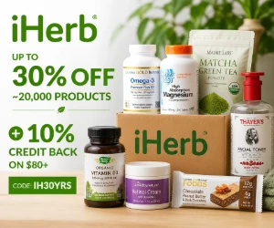 Up to 30% Off ~20,000 Products at iHerb + 10% Credit Back on $80+