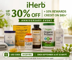 Up to 30% Off ~20,000 Products at iHerb + 10% Rewards Credit on $80+