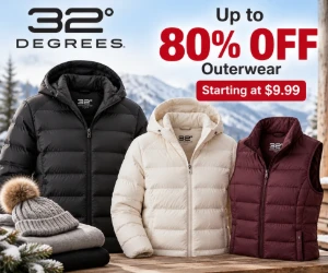 Up to 80% Off Outerwear at 32 Degrees, Starting at $9.99