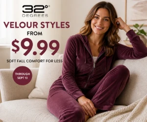 Velour Styles From $9.99 at 32 Degrees - Soft Fall Comfort for Less