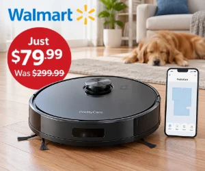 Walmart Flash Deal: PrettyCare Robot Vacuum & Mop Just $79.99 (Was $299.99)