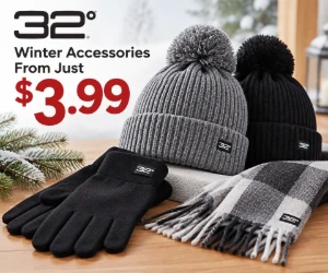 Winter Hats, Gloves & Accessories From Just $3.99 at 32 Degrees