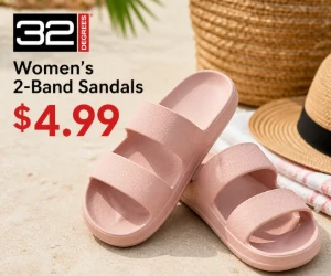 Women’s 2-Band Sandals for $4.99 at 32 Degrees - An Easy End-of-Summer Grab