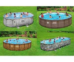Free Coleman Pool Set In Wood, Stone, Wicker, Or Light Stone Print