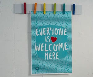 Free ”Everyone Is Welcome Here” Classroom Poster