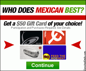 Free $50 Taco Bell, Chipotle, Qdoba or Moe's Gift Card