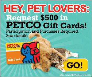 Free $500 in PETCO Gift Cards