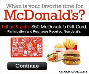 Free $50 McDonald's Gift Card!