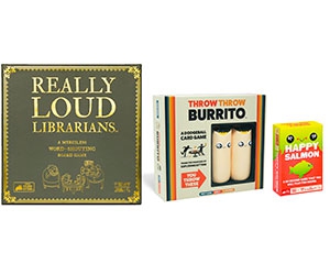 Free Really Loud Librarians, Throw Throw Burrito, And Happy Salmon Board Games