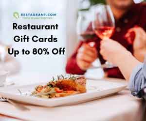 Purchase Restaurant.com eGift Card and receive 82% OFF