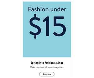 Deals clothing and accessories under $15 at Walmart