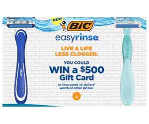 Win a $500 Gift Card or Thousands of Dollars' Worth of other Prizes from BIC EasyRinse