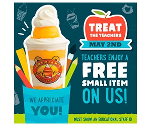 Free Treat For Teacher At Jeremiah's Ice On May 2nd