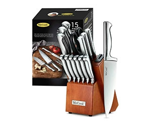 McCook MC29 15-Piece Kitchen Cutlery Knife Block Set Built-in Sharpener Stainless Steel at Walmart Only $56.98 (reg $129.99)