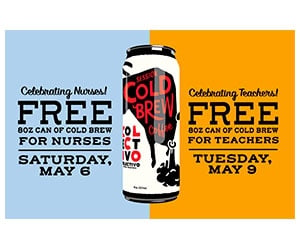 Free Cold Brew Coffee For Nurses On May 6th & For Teachers on May 9th At Collectivo