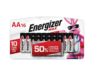 Energizer MAX AA Batteries, Double A Alkaline Battery, 16 Pack at Walmart Only $12.99 (reg $18.99)