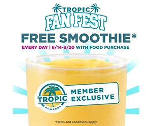Free Smoothie At Tropical Smoothie Cafe