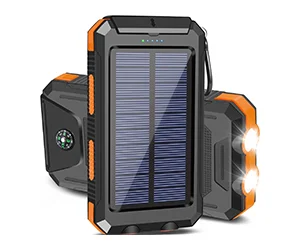 20000mAh Solar Charger for Cell Phone iPhone, Portable Solar Power Bank with Dual 5V USB Ports, 2 LED Light Flashlight, Compass Battery Pack for Outdoor Camping Hiking at Walmart Only $18.09 (reg $49.99)