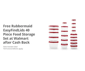 Free Rubbermaid EasyFindLids 40-Pc Food Storage Container Set after Cash Back (New TCB Members!)