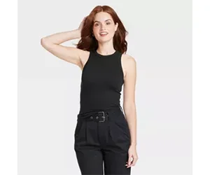 Women's Slim Fit Ribbed High Neck Tank Top at Target Only $8.00