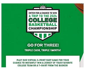 Win a Trip To The 2024 College Basketball Championship, a Jersey of Your Favorite Team, Or a T-Shirt From The Busker
