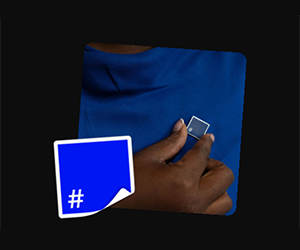 Free Blue Square Pin Against Antisemitism & Hate