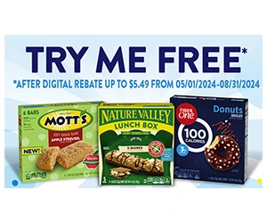 Free box of Nature Valley, Mott's, or Fiber One Products after Rebate