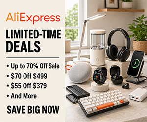 AliExpress Limited-Time Deals: Up to 70% Off Sale, $70 Off $499, $55 Off $379 & More
