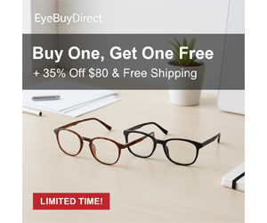 EyeBuyDirect Deals: Buy One, Get One Free + 35% Off $80 & Free Shipping