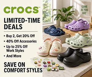Crocs Limited-Time Deals: Buy 2, Get 20% Off, 40% Off Accessories, Up to 25% Off Work Styles & More