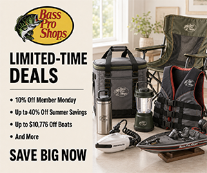Bass Pro Shops Limited-Time Deals: 10% Off Member Monday, Up to 40% Off Summer Savings & Up to $10,776 Off Boats