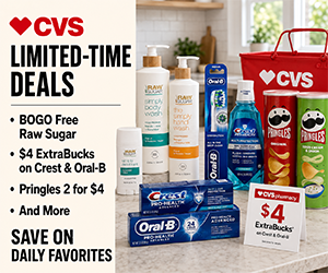 CVS Limited-Time Deals: BOGO Free Raw Sugar, $4 ExtraBucks on Crest & Oral-B, Pringles 2 for $4 & More