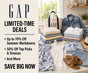 GAP Limited-Time Deals: Up to 70% Off Summer Markdowns, 50% Off Top Picks & Dresses