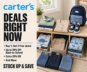 Carter’s Deals Right Now: Buy 1, Get 2 Free Jeans, Up to 50% Off Back-to-School, Extra 20% Off & More