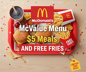 McDonald's McValue Menu $5 Meals and Free Fries