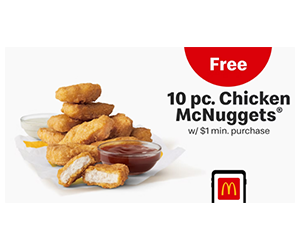 Free 10-Piece Chicken McNuggets at McDonald’s