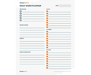 Free “Daily Work Planner” Template.