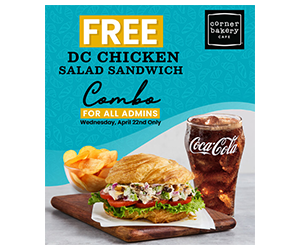 Free DC Chicken Salad Sandwich Combo at Corner Bakery Cafe