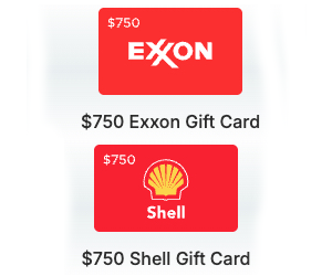 Free $750 Shell or Exxon Gas Gift Card Reward