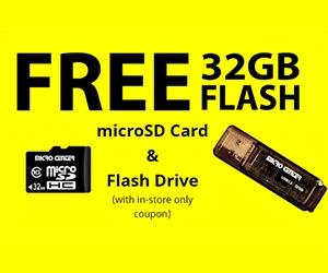Free 32GB microSD Card and Flash Drive from Micro Center